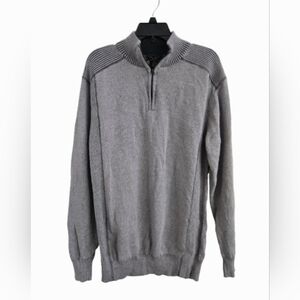 Park Slope New York Men's Sweater XL Cotton Half Zip Gray Knitted Athletic